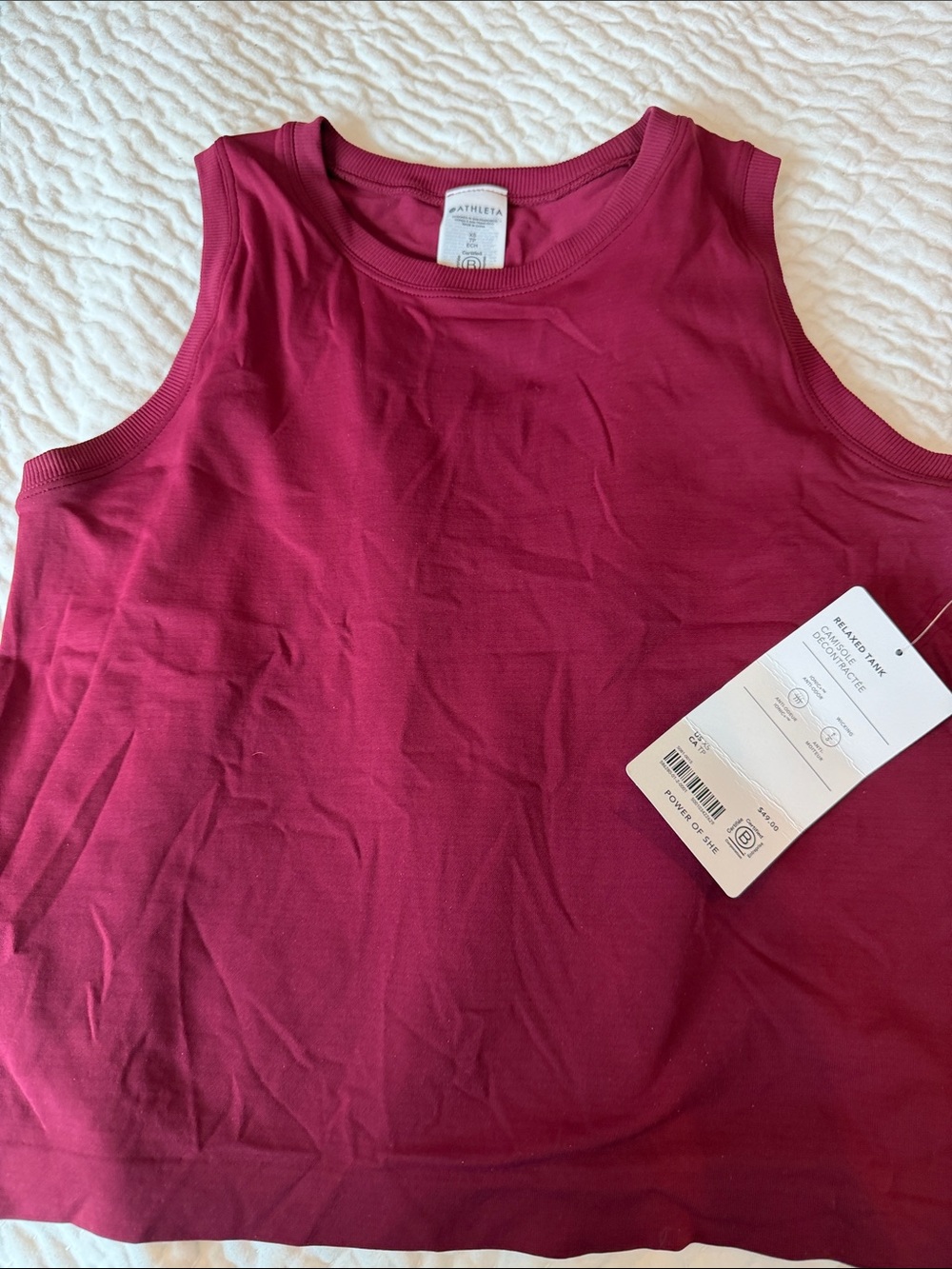 Athleta Wine Red Rib-Trim Sleeveless Tank